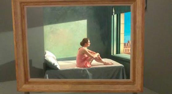 Performance en el Museo Thyssen Bornemisza sobre el cuadro de Hopper “Sol de la mañana“